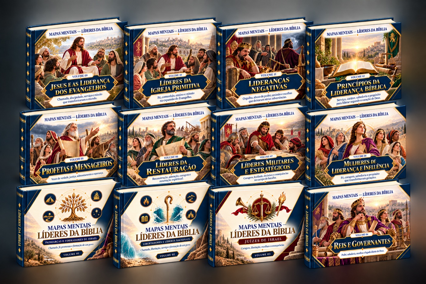 Mapas Mentais Líderes da Bíblia, coleção com 12 volumes